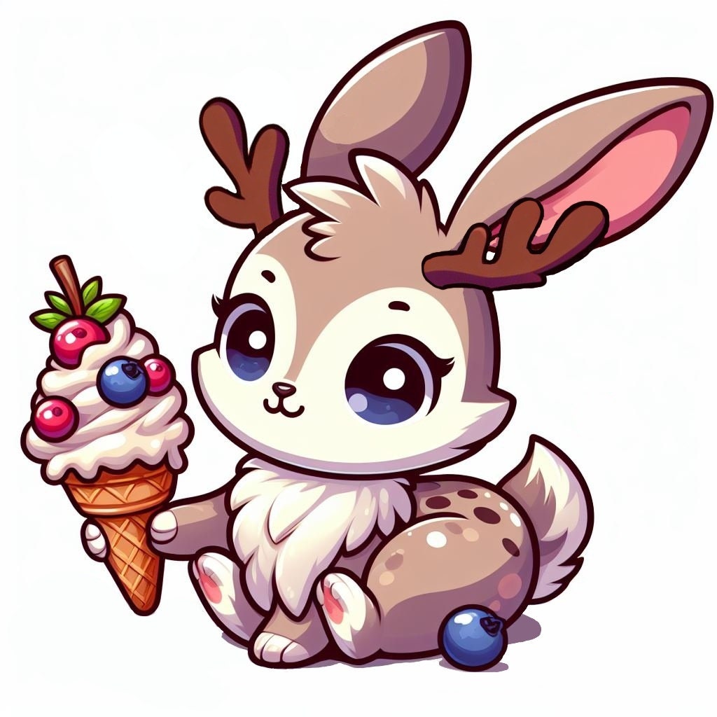 Jackalope & Ice Cream Sticker