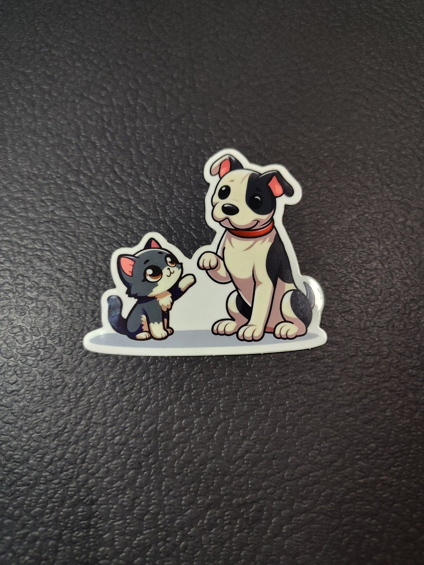 Pittie and Kittie: Dog and Cat Sticker