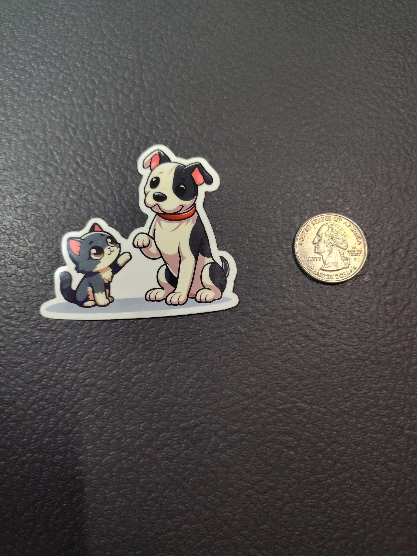 Pittie and Kittie: Dog and Cat Sticker