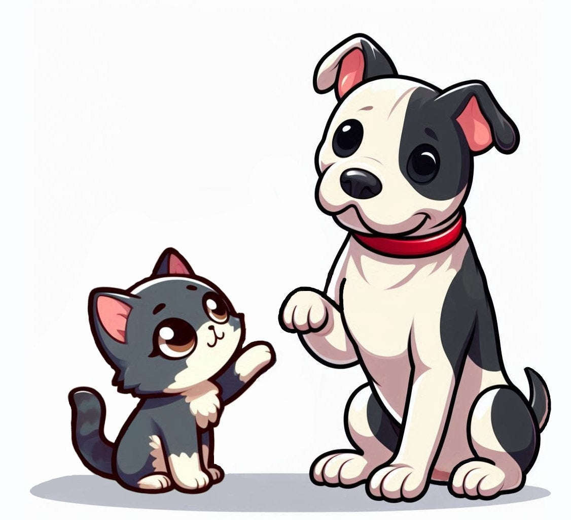 Pittie and Kittie: Dog and Cat Sticker