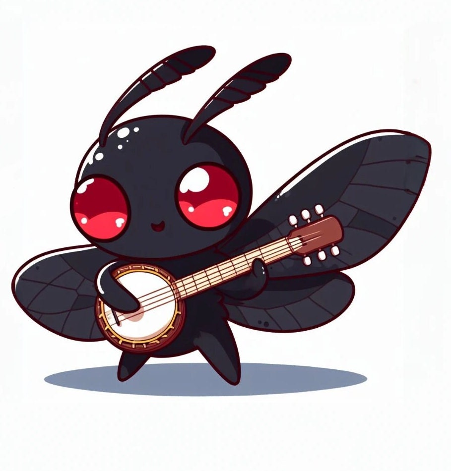 Banjo Playing Mothman Sticker