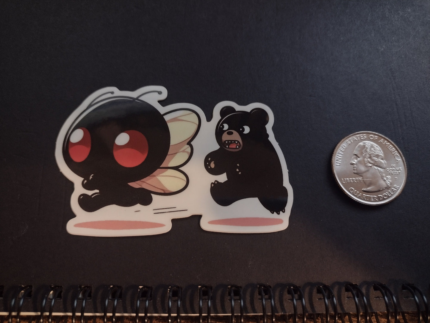 Mothman Running From Bear Sticker