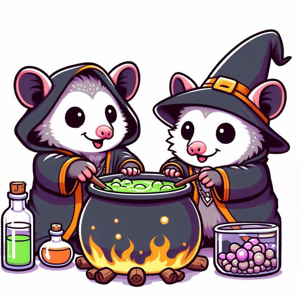 Opossums Making Potions Sticker