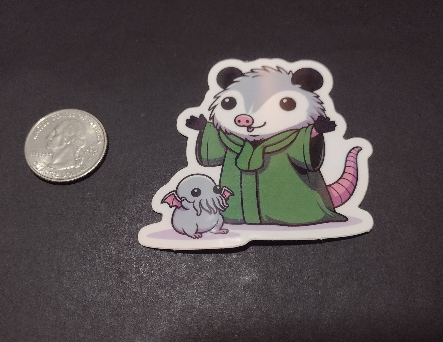 Opossum and Baby Cthulhu Sticker