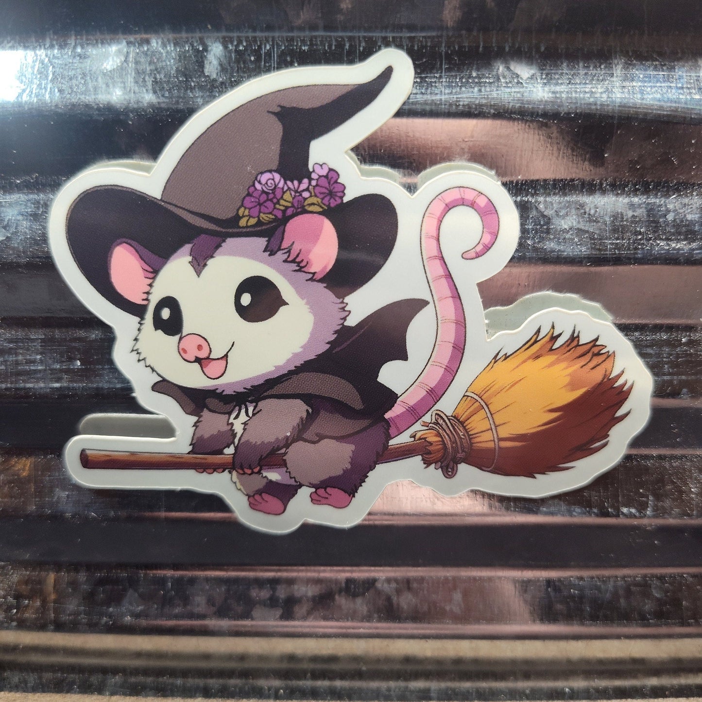 Opossum Taking Flight Sticker