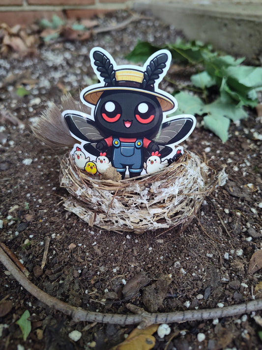 Mothman and chickens Sticker