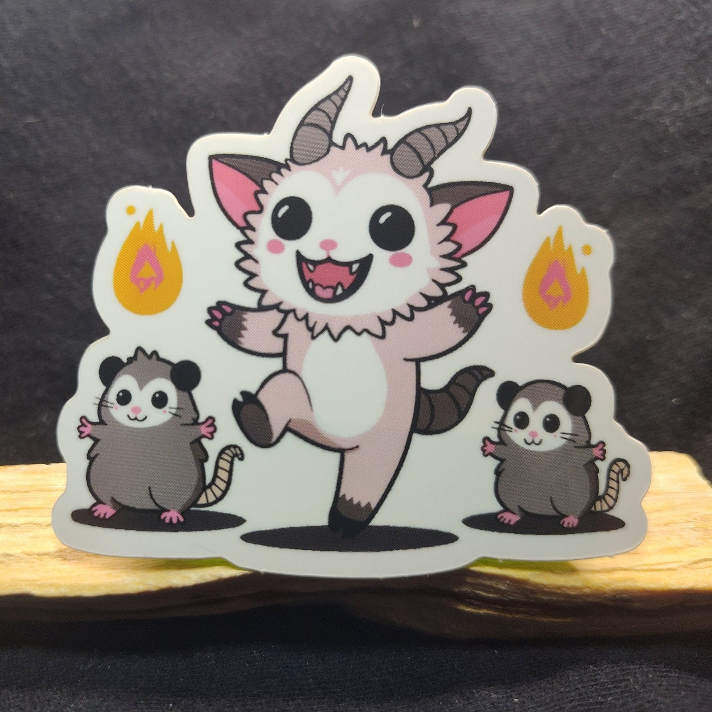 Opossums, Friend, & Fire Sticker