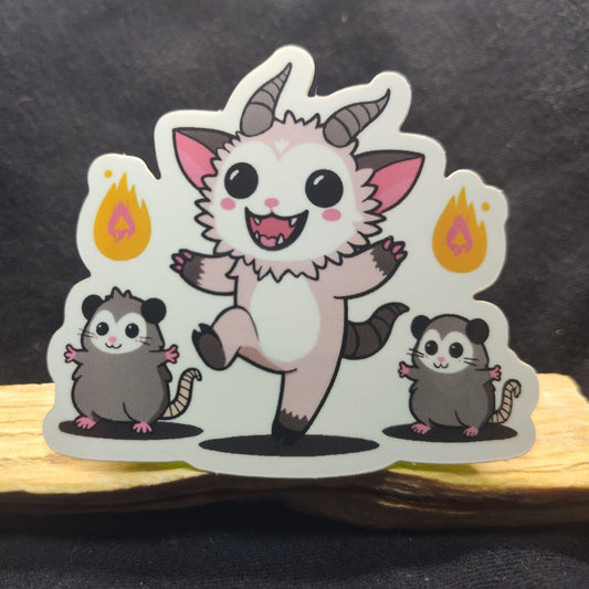 Opossums, Friend, & Fire Sticker