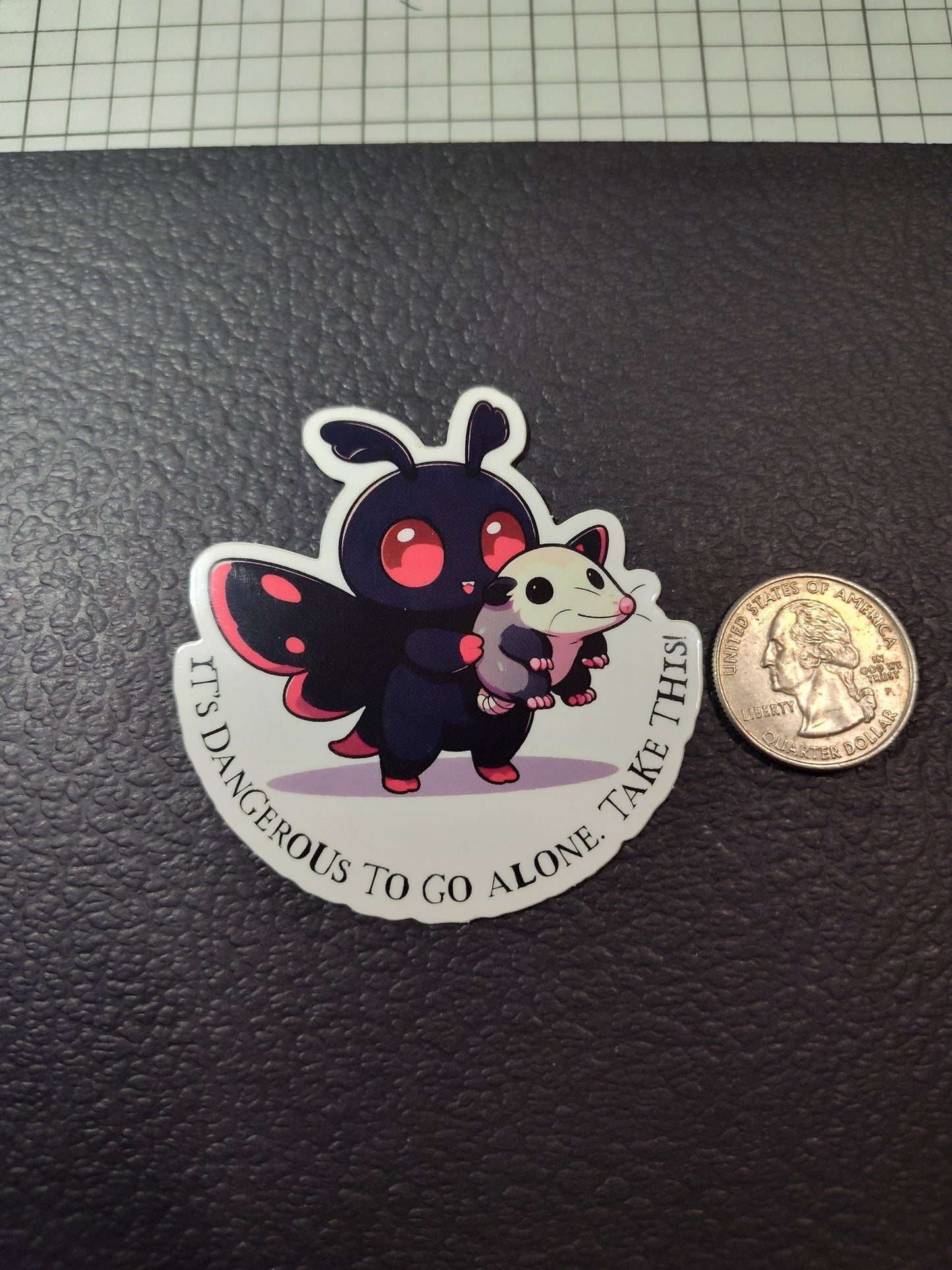 Mothman It's Dangerous to Go Alone: Mothman Opossum Sticker