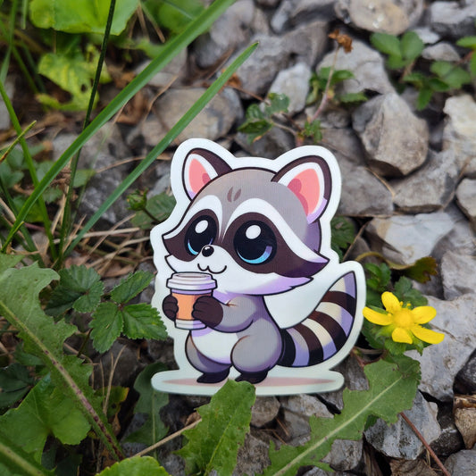 Perky Trash Panda: Raccoon Sticker