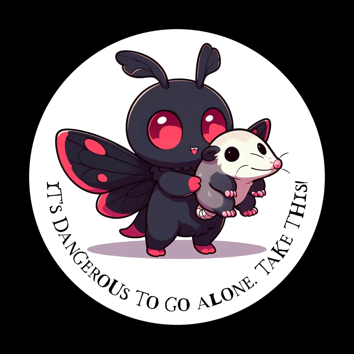 Mothman It's Dangerous to Go Alone: Mothman Opossum Sticker