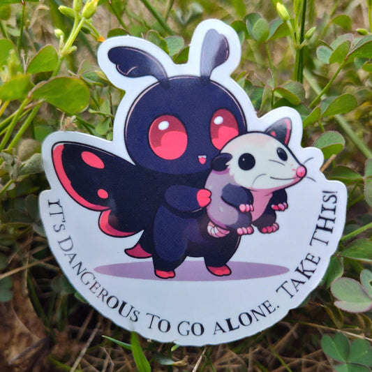 Mothman It's Dangerous to Go Alone: Mothman Opossum Sticker