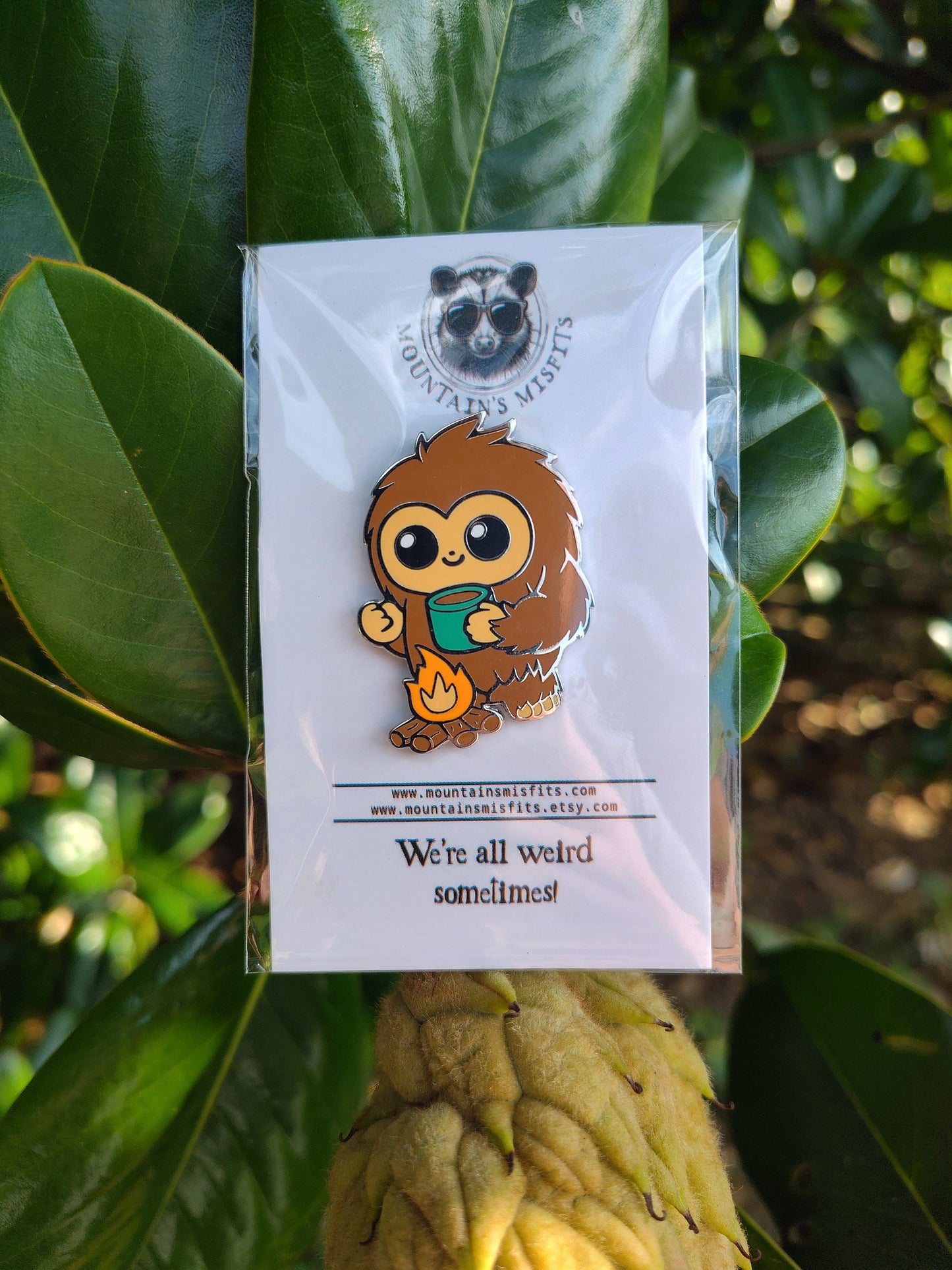 Bigfoot & Coffee Enamel Pin - Sasquatch Pin