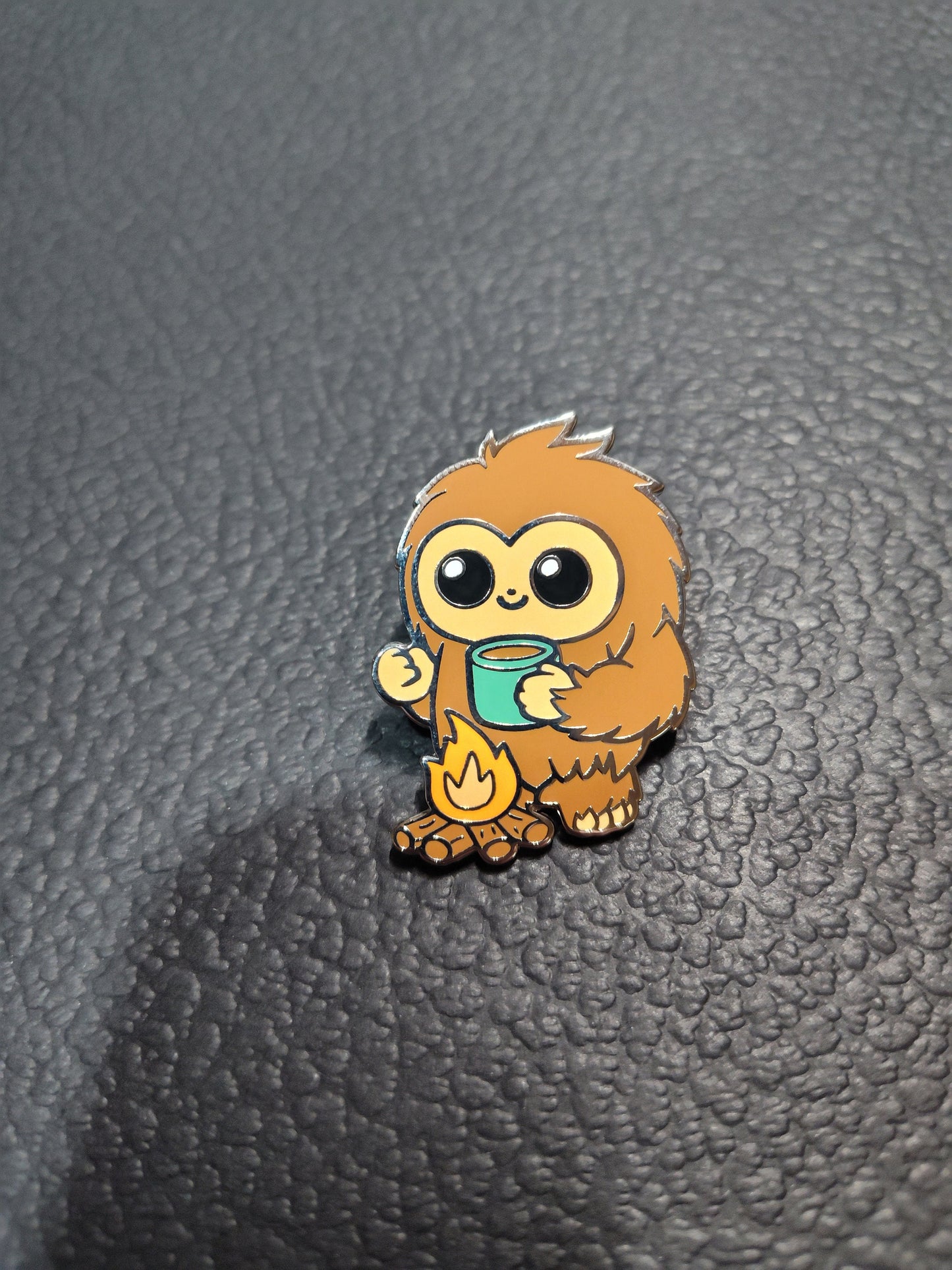 Bigfoot & Coffee Enamel Pin - Sasquatch Pin