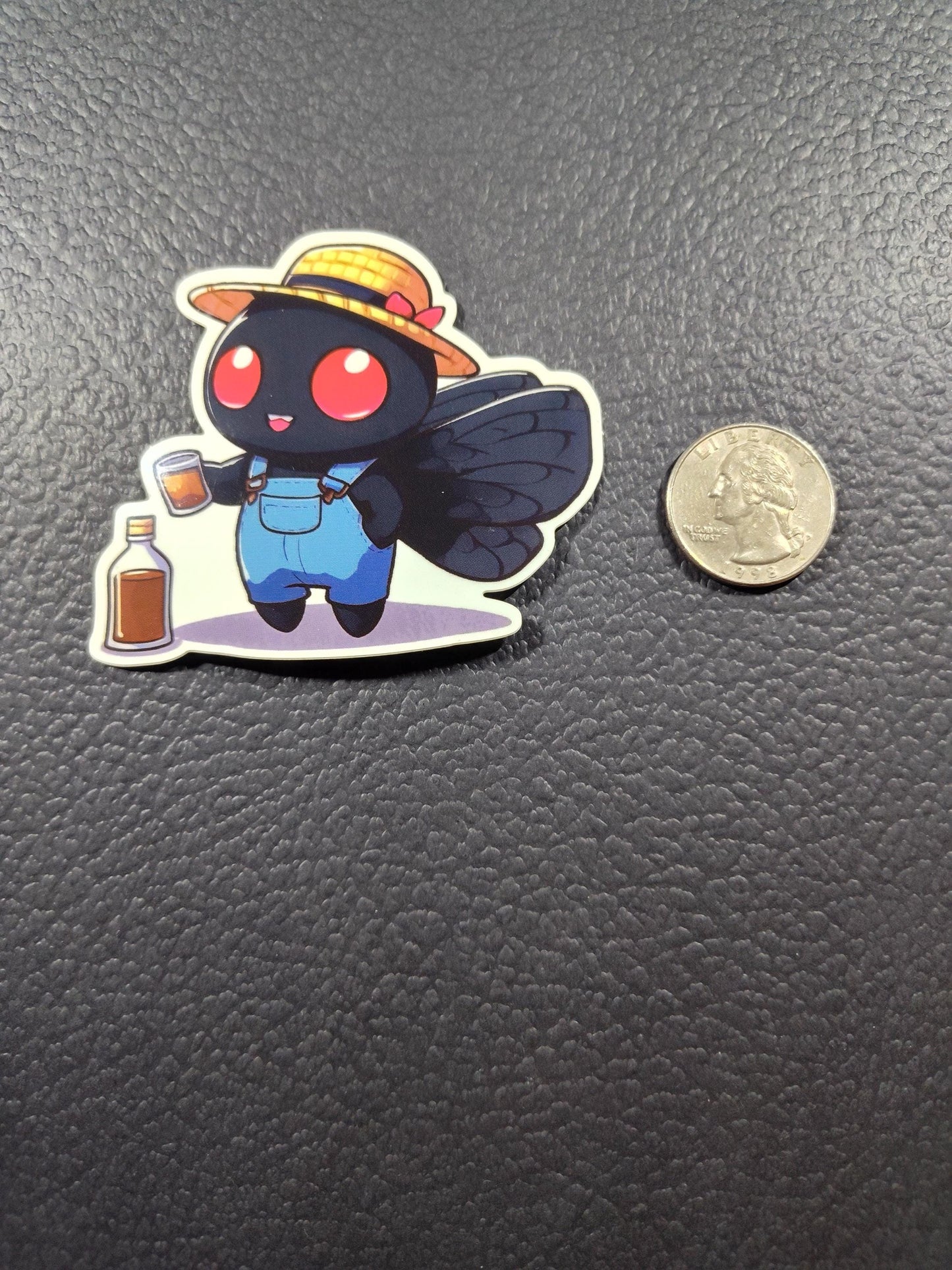 Mothman sipping: Mothman whiskey Sticker