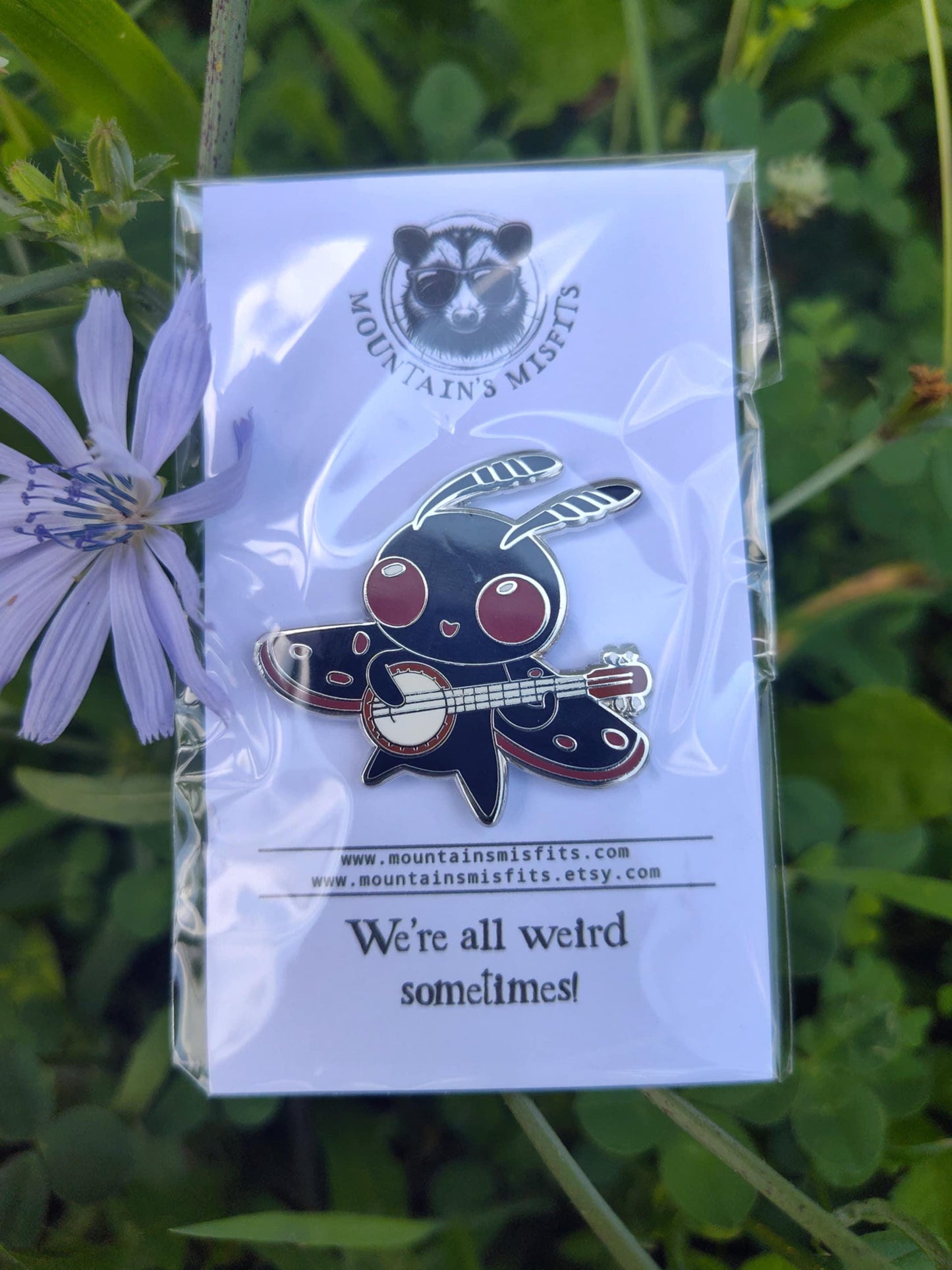 Mothman w/ Banjo Enamel Pin - Mothman and Banjo Pin