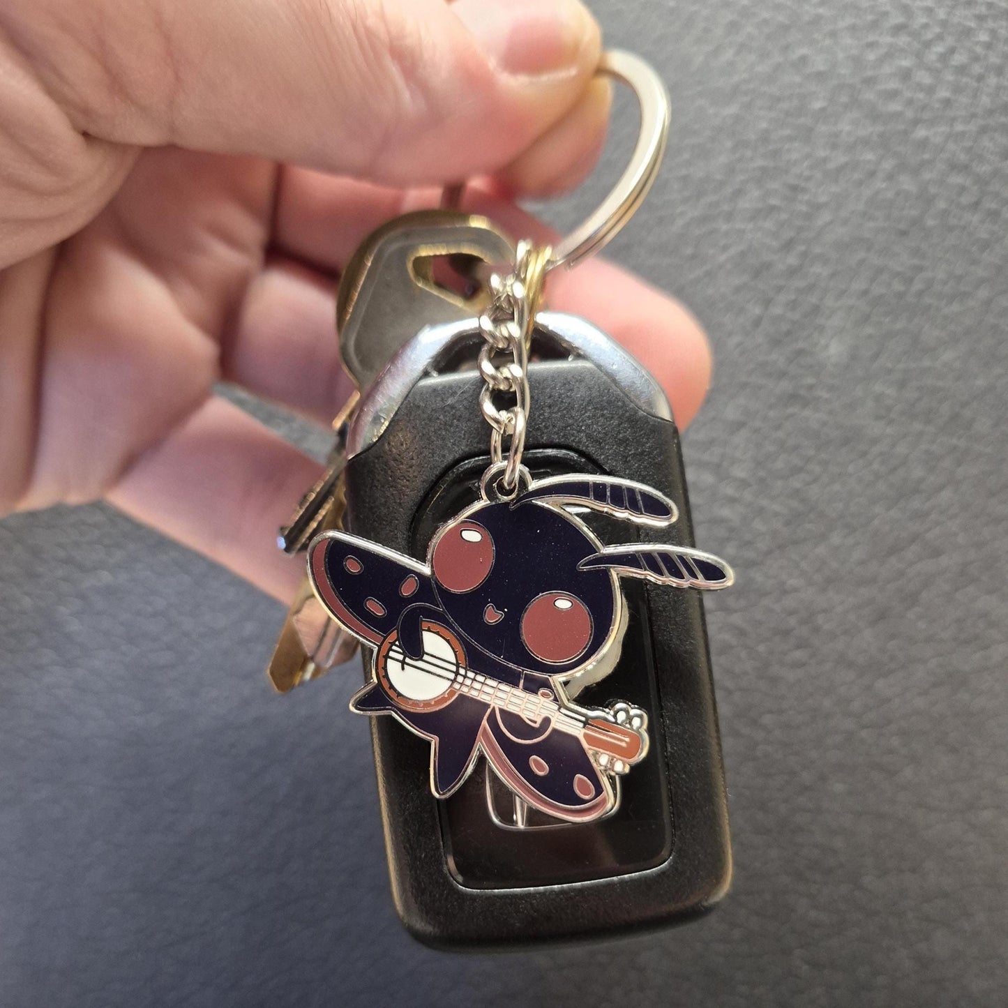 Mothman w/ Banjo Enamel Keychain - Cryptid Keychain