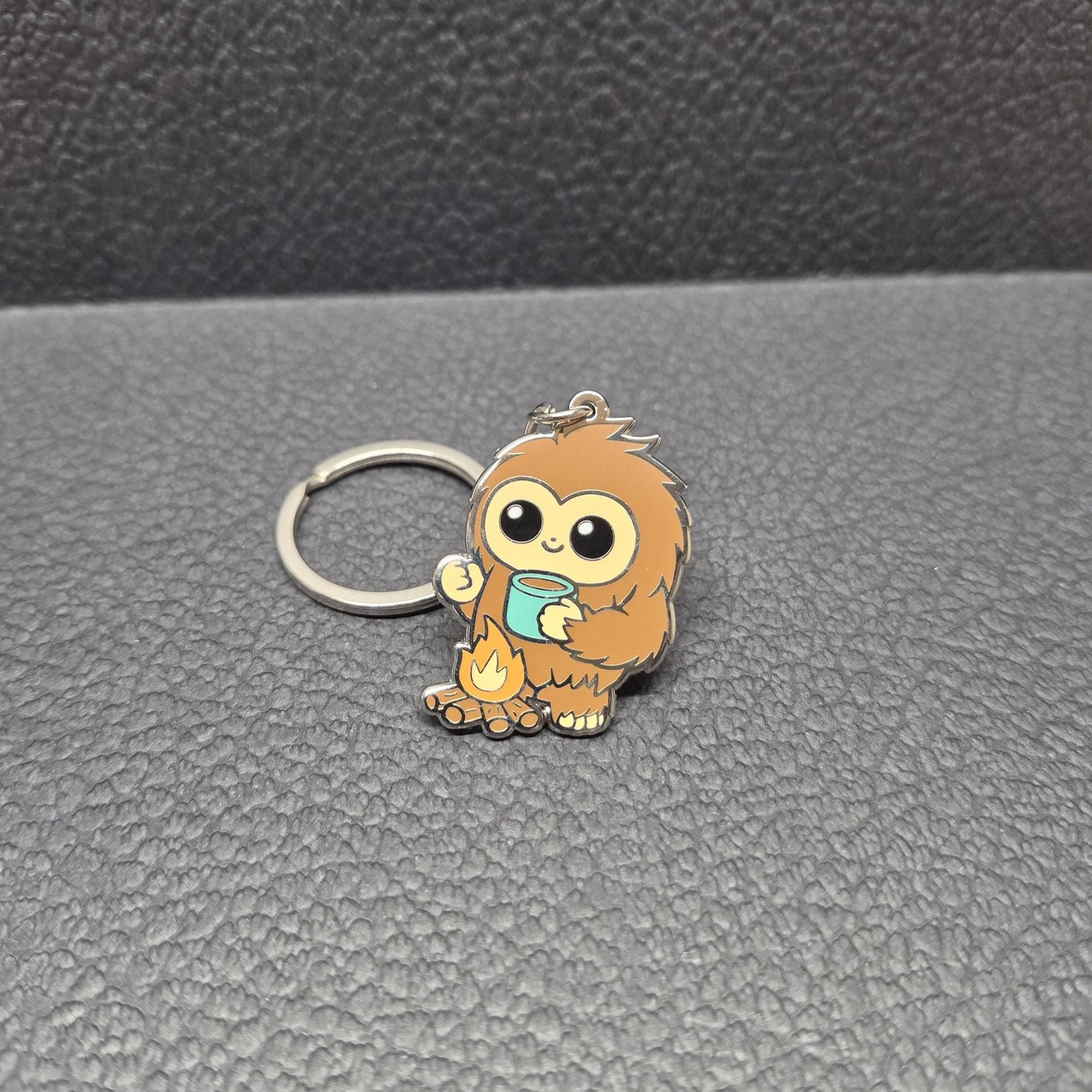 Bigfoot & Coffee Keychain - Cryptid Keychain