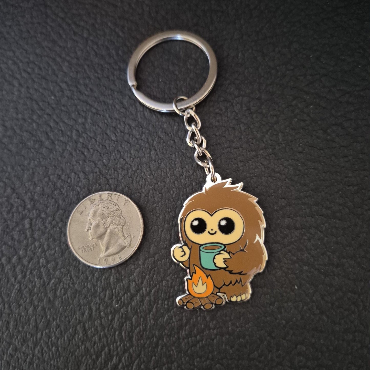 Bigfoot & Coffee Keychain - Cryptid Keychain