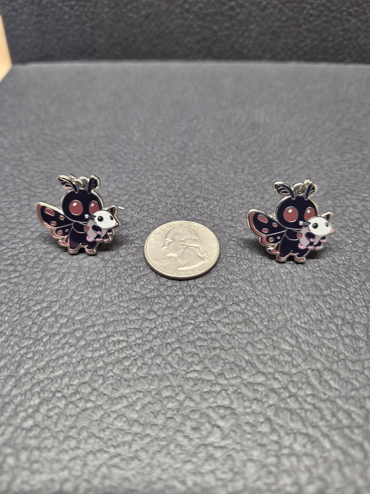 Mothman and Opossum Earrings