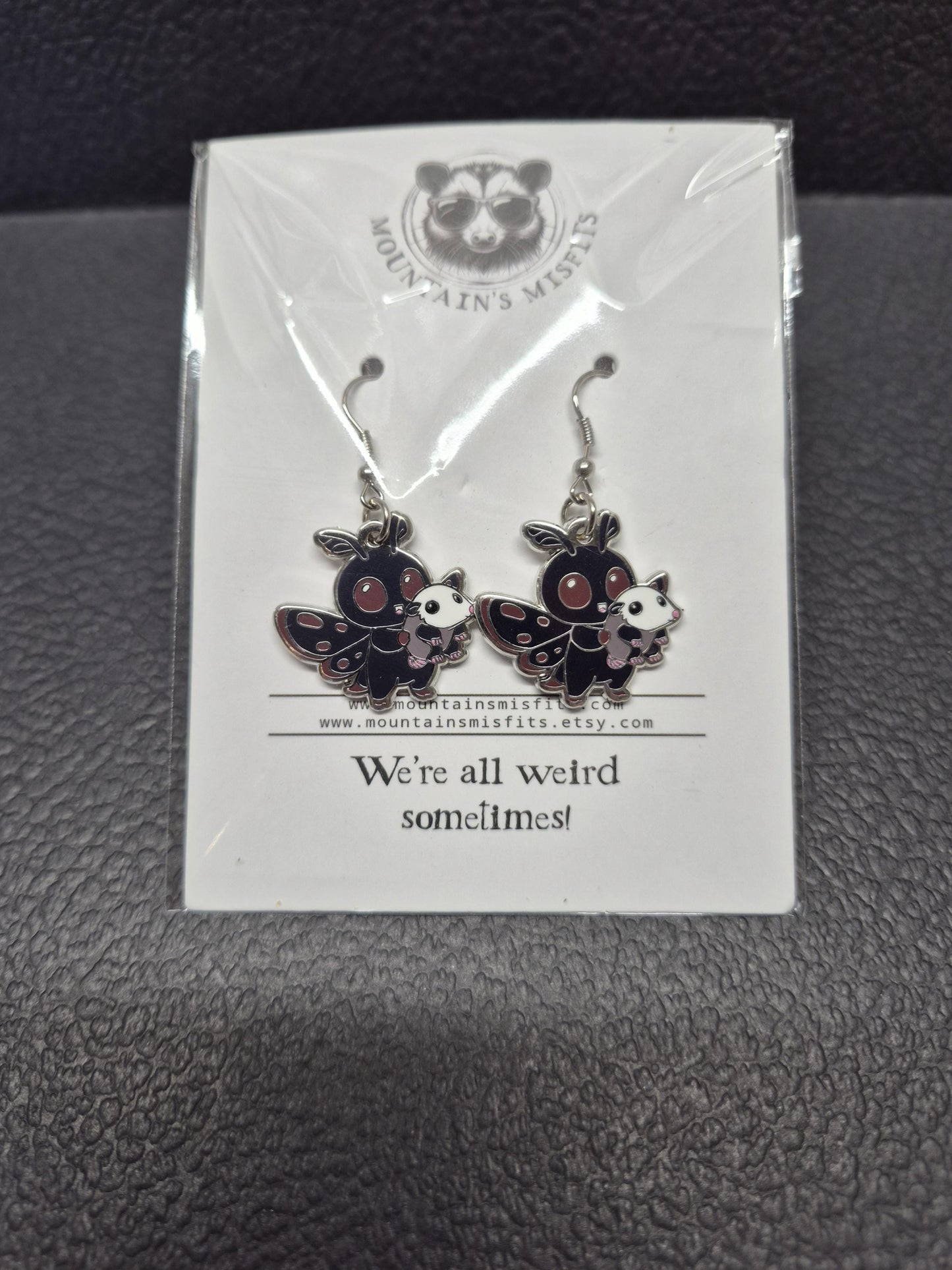 Mothman and Opossum Earrings