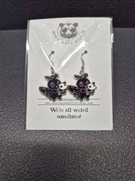 Mothman and Opossum Earrings