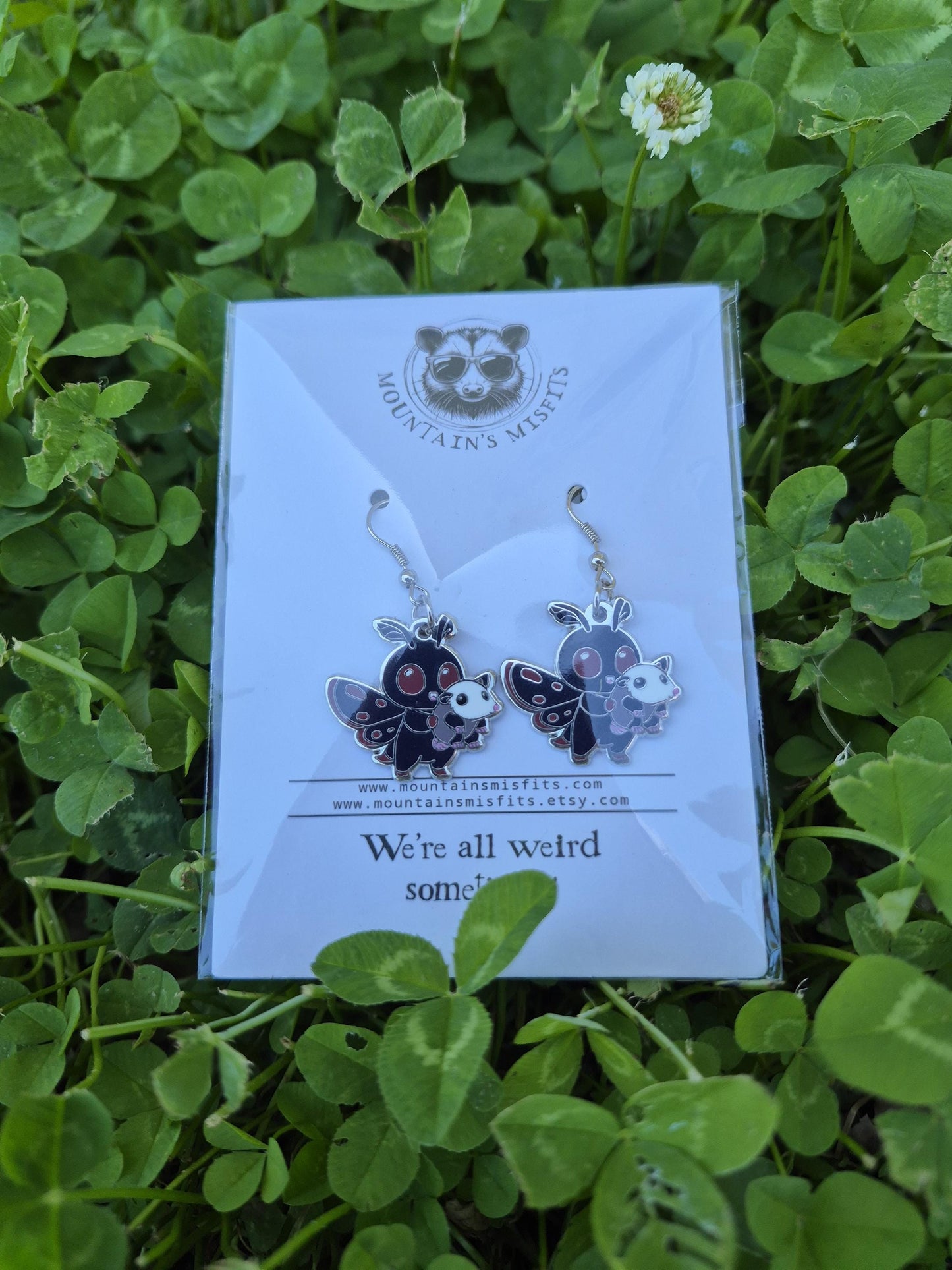 Mothman and Opossum Earrings